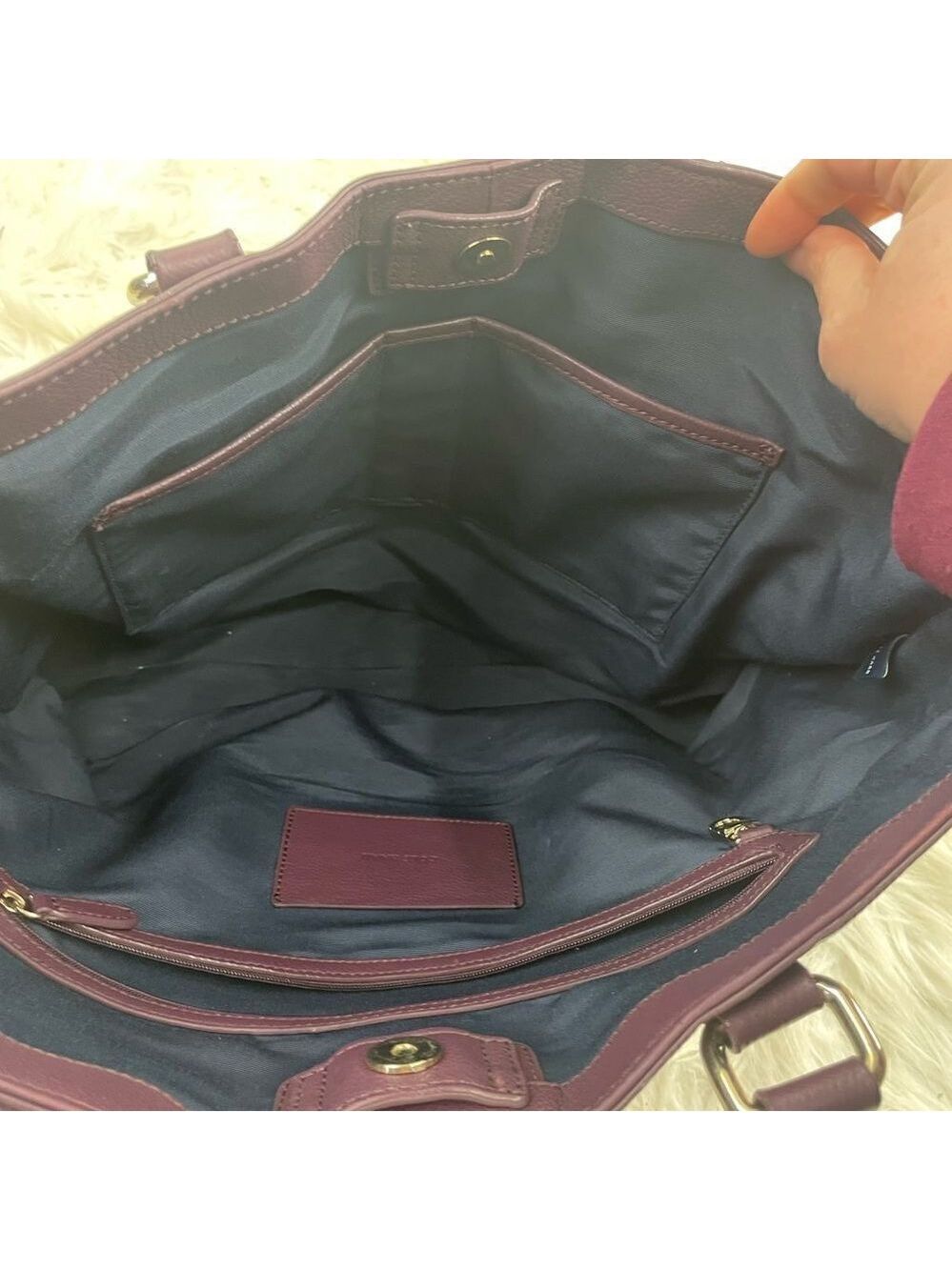 Cole Haan Purple Leather Dual Strap Handbag - Picture 14 of 16